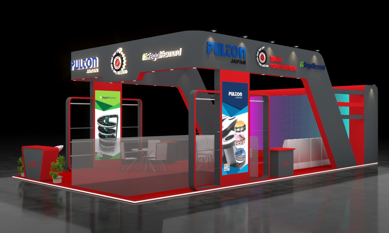 Pulton Japan 3D Convention Booth Architecture (Perspective Angle)