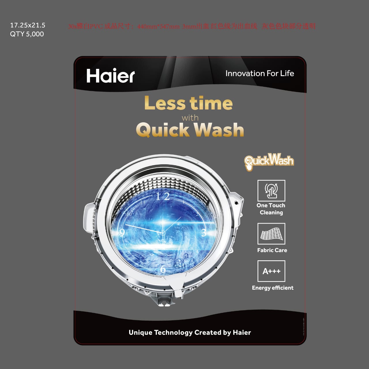 Haier Less Time with Quick Wash Appliance Display Decal